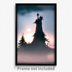 Pixel Art Poster - Haunted Moor (8 Bit Psychedelic Trippy Video Game Print)