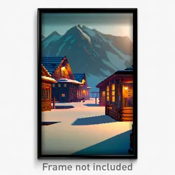 Pixel Art Poster - Arctic Barracks (8 Bit Psychedelic Trippy Video Game Print)