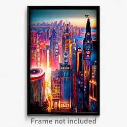 Pixel Art Poster - Elaborate Canadian City (8 Bit Psychedelic Video Game Print)