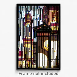 Pixel Art Poster - Wire Frame Glitchy Historical Architecture (8 Bit Print)