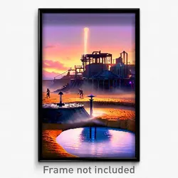 Pixel Art Poster - Colossal Watering Hole (8 Bit Psychedelic Video Game Print)