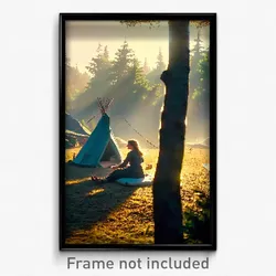 Pixel Art Poster - Blissful Encampment (8 Bit Psychedelic Video Game Print)
