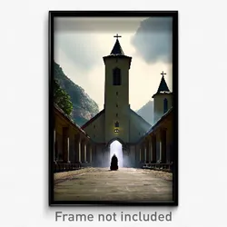 Pixel Art Poster - Striking Nunnery (8 Bit Psychedelic Trippy Video Game Print)