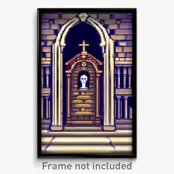 Pixel Art Poster - Elaborate Crypt (8 Bit Psychedelic Trippy Video Game Print)