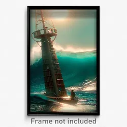 Pixel Art Poster - Nautical Tsunami (8 Bit Psychedelic Trippy Video Game Print)