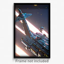Pixel Art Poster - Immaculate Spaceship (8 Bit Psychedelic Video Game Print)