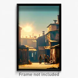 Pixel Art Poster - Aged Settlement (8 Bit Psychedelic Trippy Video Game Print)