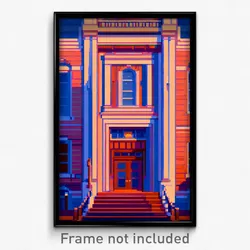 Pixel Art Poster - Flat Courthouse (8 Bit Psychedelic Trippy Video Game Print)