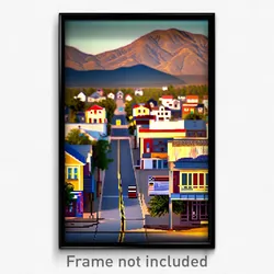 Pixel Art Poster - Vacant American Town (8 Bit Psychedelic Video Game Print)