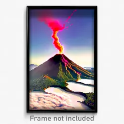 Pixel Art Poster - Noted Volcano (8 Bit Psychedelic Trippy Video Game Print)