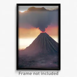 Pixel Art Poster - Smoggy Volcano (8 Bit Psychedelic Trippy Video Game Print)