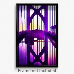 Pixel Art Poster - Purple Bridge (8 Bit Psychedelic Trippy Video Game Print)