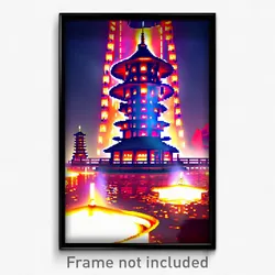 Pixel Art Poster - Liquid Pagoda (8 Bit Psychedelic Trippy Video Game Print)