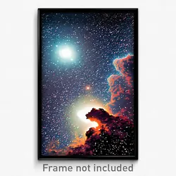 Pixel Art Poster - Mountainous Nebula (8 Bit Psychedelic Video Game Print)