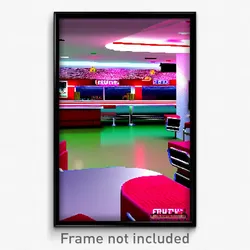 Pixel Art Poster - Fruity 50'S Diner (8 Bit Psychedelic Trippy Video Game Print)