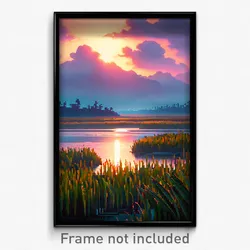 Pixel Art Poster - Imaginative Marsh (8 Bit Psychedelic Trippy Video Game Print)