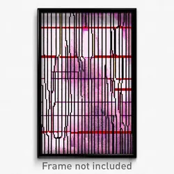 Pixel Art Poster - Digital Wire Frame Cavern (8 Bit Video Game Print)