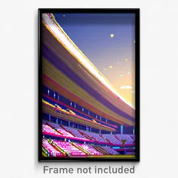 Pixel Art Poster - Puny Stadium (8 Bit Psychedelic Trippy Video Game Print)