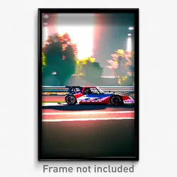 Pixel Art Poster - Accurate Racecar (8 Bit Psychedelic Trippy Video Game Print)