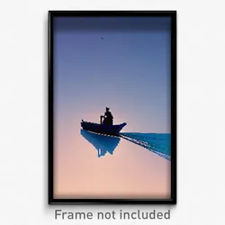 Pixel Art Poster - Sky Blue Boat (8 Bit Psychedelic Trippy Video Game Print)