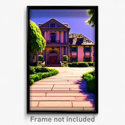 Pixel Art Poster - Simple Mansion (8 Bit Psychedelic Trippy Video Game Print)