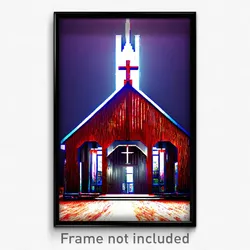 Pixel Art Poster - Rusty Church (8 Bit Psychedelic Trippy Video Game Print)
