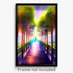 Pixel Art Poster - Blissful Walkway (8 Bit Psychedelic Trippy Video Game Print)
