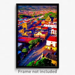 Pixel Art Poster - Rural Mexican City (8 Bit Psychedelic Video Game Print)