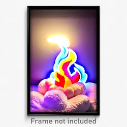 Pixel Art Poster - Plush Flame (8 Bit Psychedelic Trippy Weird Video Game Print)