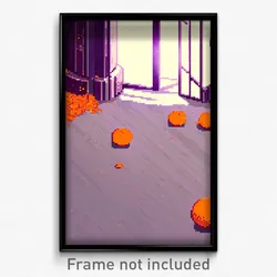 Pixel Art Poster - Orange Remains (8 Bit Psychedelic Trippy Video Game Print)