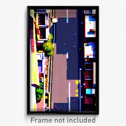 Pixel Art Poster - Cluttered Lane (8 Bit Psychedelic Trippy Video Game Print)