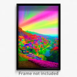 Pixel Art Poster - Multicolored Estate (8 Bit Psychedelic Video Game Print)