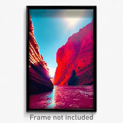 Pixel Art Poster - Red Canyon (8 Bit Psychedelic Trippy Weird Video Game Print)