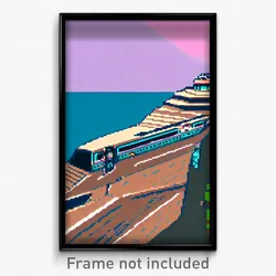Pixel Art Poster - Flat Cruise (8 Bit Psychedelic Trippy Weird Video Game Print)