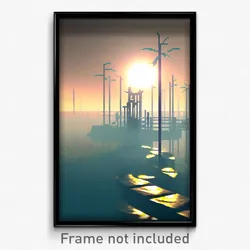 Pixel Art Poster - Dangerous Lagoon (8 Bit Psychedelic Trippy Video Game Print)