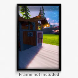 Pixel Art Poster - Virtual Outbuilding (8 Bit Psychedelic Video Game Print)