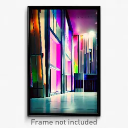 Pixel Art Poster - Stained Modern Architecture (8 Bit Video Game Print)