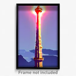 Pixel Art Poster - Faraway Tower (8 Bit Psychedelic Trippy Video Game Print)