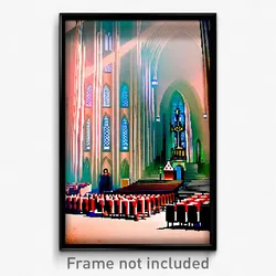 Pixel Art Poster - Jaw Dropping Church (8 Bit Psychedelic Video Game Print)