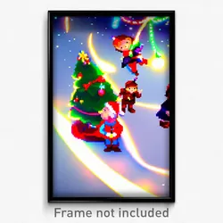 Pixel Art Poster - Animated Christmas (8 Bit Psychedelic Video Game Print)