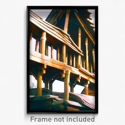 Pixel Art Poster - Wooden Ramparts (8 Bit Psychedelic Trippy Video Game Print)
