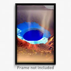 Pixel Art Poster - Blue Crater (8 Bit Psychedelic Trippy Weird Video Game Print)