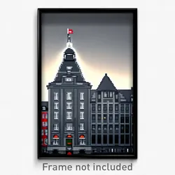 Pixel Art Poster - Gray Copenhagen (8 Bit Psychedelic Trippy Video Game Print)