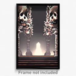 Pixel Art Poster - Dangerous Ossuary (8 Bit Psychedelic Trippy Video Game Print)