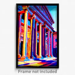 Pixel Art Poster - Outstanding Roman Architecture (8 Bit Video Game Print)