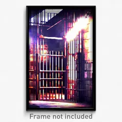 Pixel Art Poster - Old Jail (8 Bit Psychedelic Trippy Weird Video Game Print)