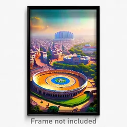 Pixel Art Poster - Oval Indian City (8 Bit Psychedelic Trippy Video Game Print)