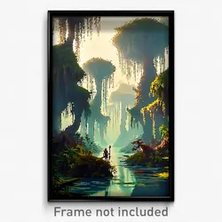 Pixel Art Poster - Awesome Swamp (8 Bit Psychedelic Trippy Video Game Print)
