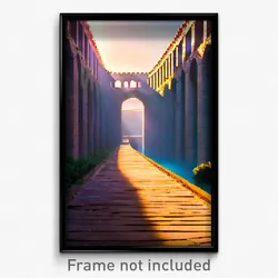 Pixel Art Poster - Enchanting Aquaduct (8 Bit Psychedelic Video Game Print)