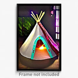 Pixel Art Poster - Quirky Tepee (8 Bit Psychedelic Trippy Video Game Print)